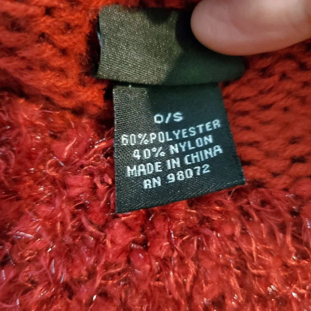VINTAGE CEJON DARK RED BOUCLE METALLIC SPARKLE BUCKET HAT WOMEN OS COZY FESTIVE